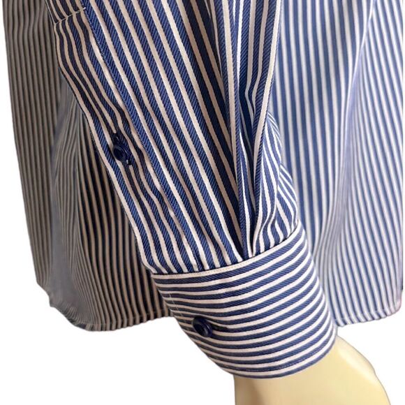 Eton Contemporary Fit Dress Shirt in Blue/White Stripes w/Blue Buttons Sz 41/16 - Picture 6 of 6
